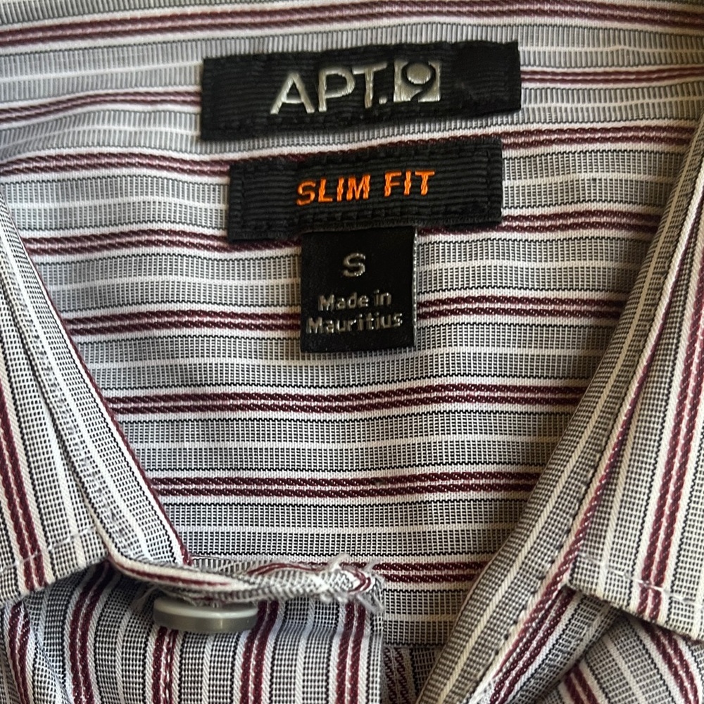 Apt. 9 Men's Slim Fit Burgundy and White Striped Shirt